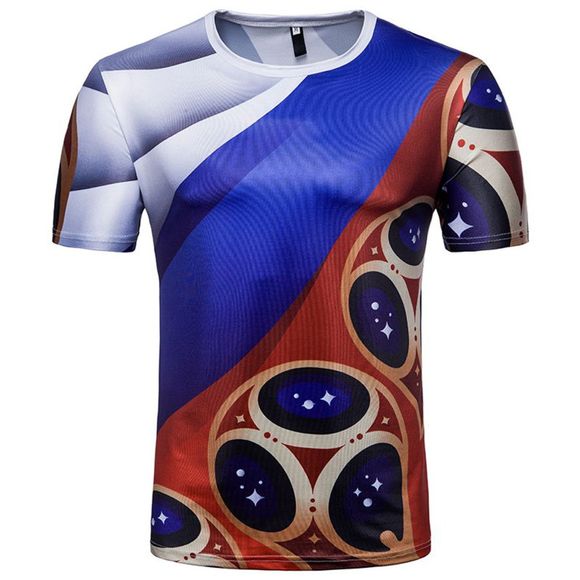 Les fans de la Coupe du monde russe célèbrent les T-shirts à manches courtes imprimés pour hommes - Bleu 2XL
