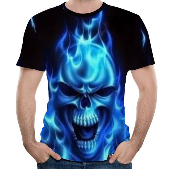T-shirt à manches courtes Casual Fashion Ghost Skull 3D Imprimer Hommes - Noir 3XL