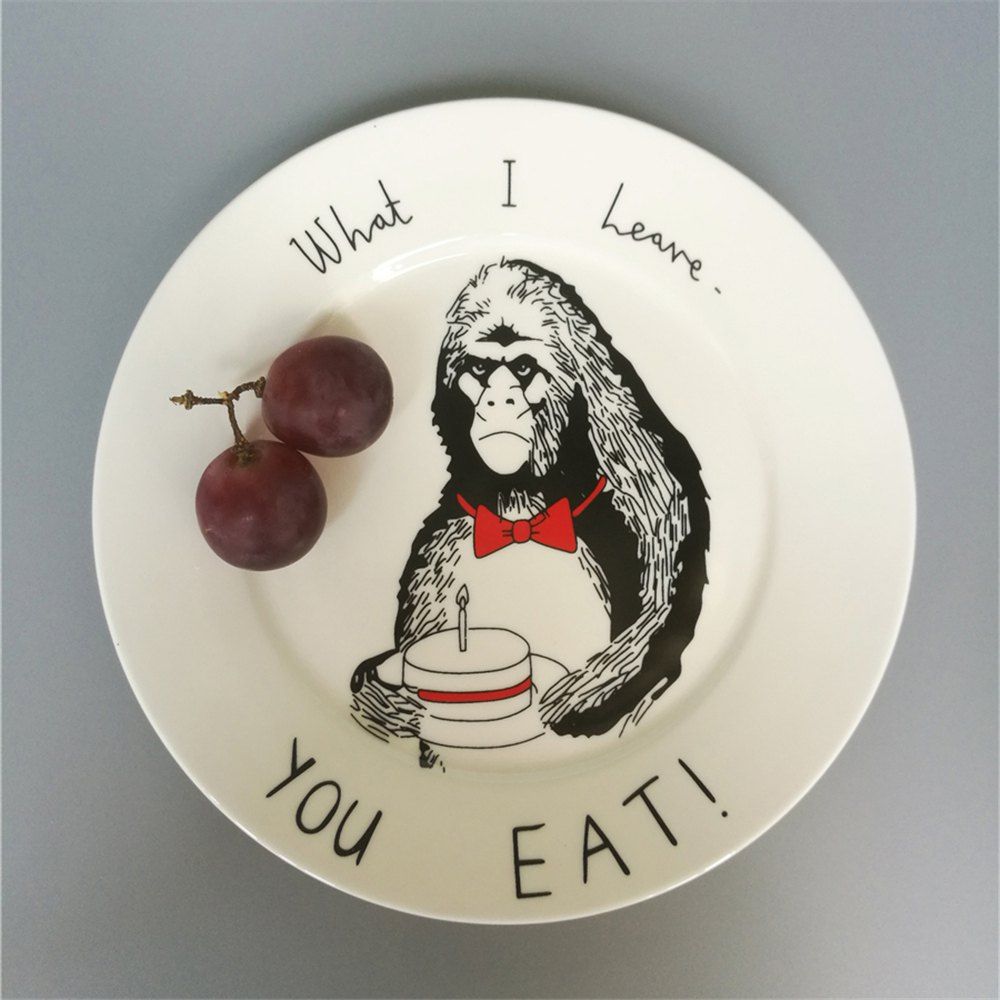 

Creative Nordic Style Cartoon Animals Ceramic Dinner Plate Round Dish, Multi-c