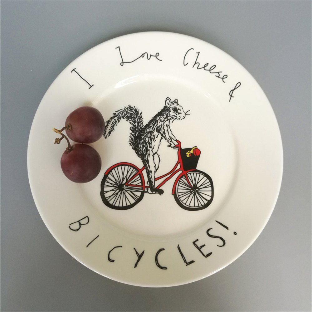 

Creative Nordic Style Cartoon Animals Ceramic Dinner Plate Round Dish, Multi-d