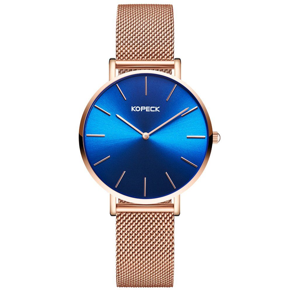 

KOPECK 6016 Couples Quartz Analog Calendar Watch, Rose gold