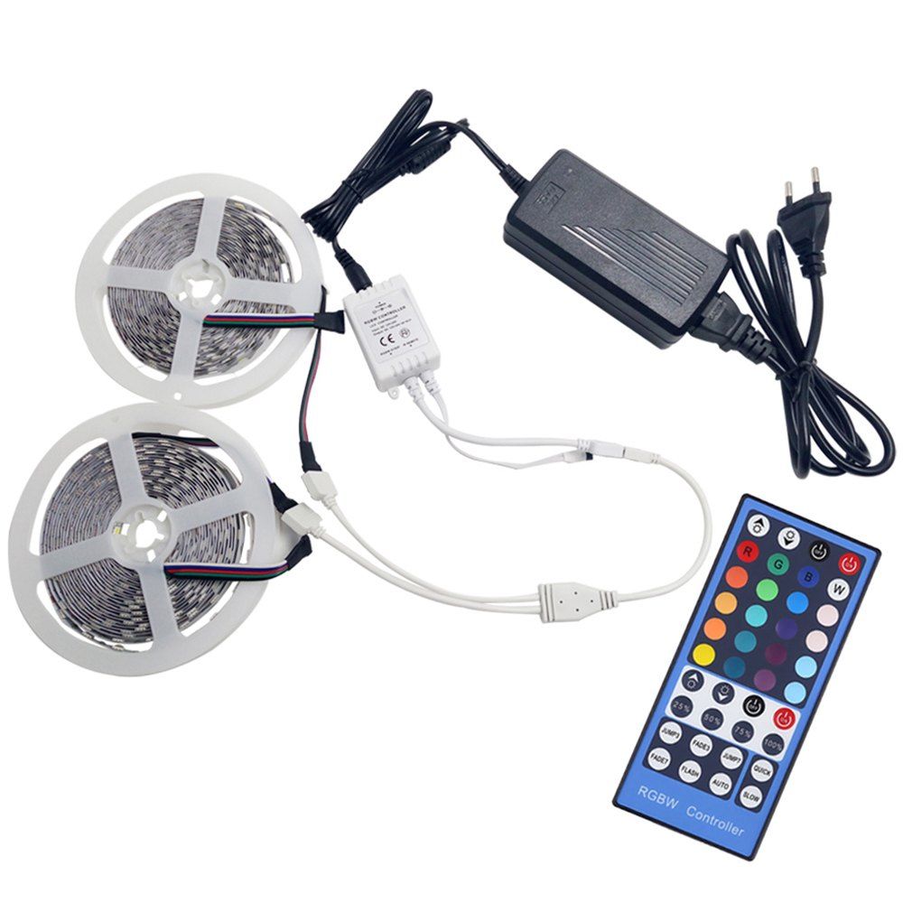 

KWB 2 x 5M LED Strip Light 5050 RGBW 600LEDs with 24Key Remote and Power Supply, Multi
