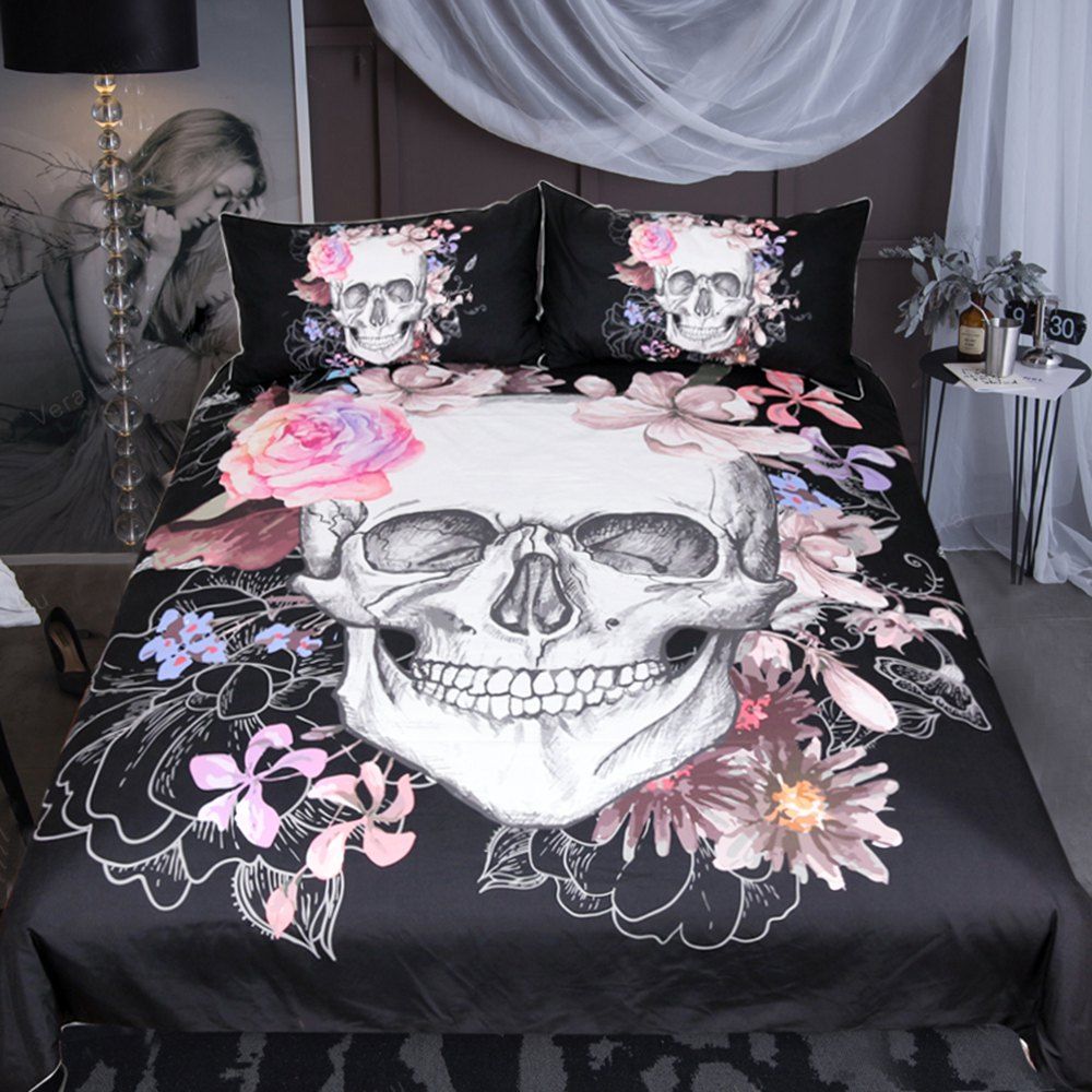

Sugar and Floral Bedding Duvet Cover Set Digital Print 3pcs, Multi