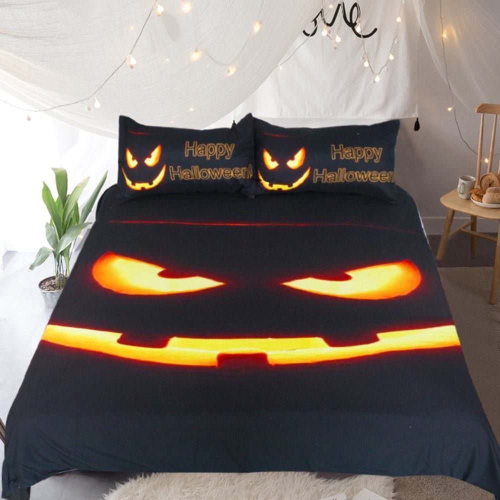 

Happy Halloween Bedding Duvet Cover Set Digital Print 3pcs, Multi