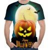 T-shirt à manches courtes à manches courtes col rond imprimé Casual Fashion 3D Halloween citrouille hommes - multicolor C XL