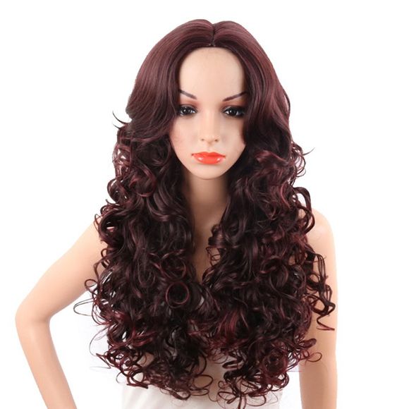 Bouncy charme bouclés naturel délié couleur rouge longue perruque de cheveux synthétiques - Rouge Vineux 28INCH