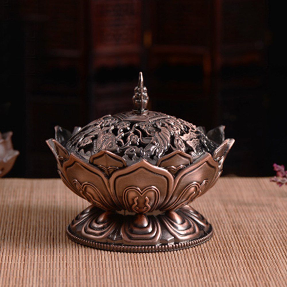 

Lotus Antique Incense Burner Office Home Decoration, Copper