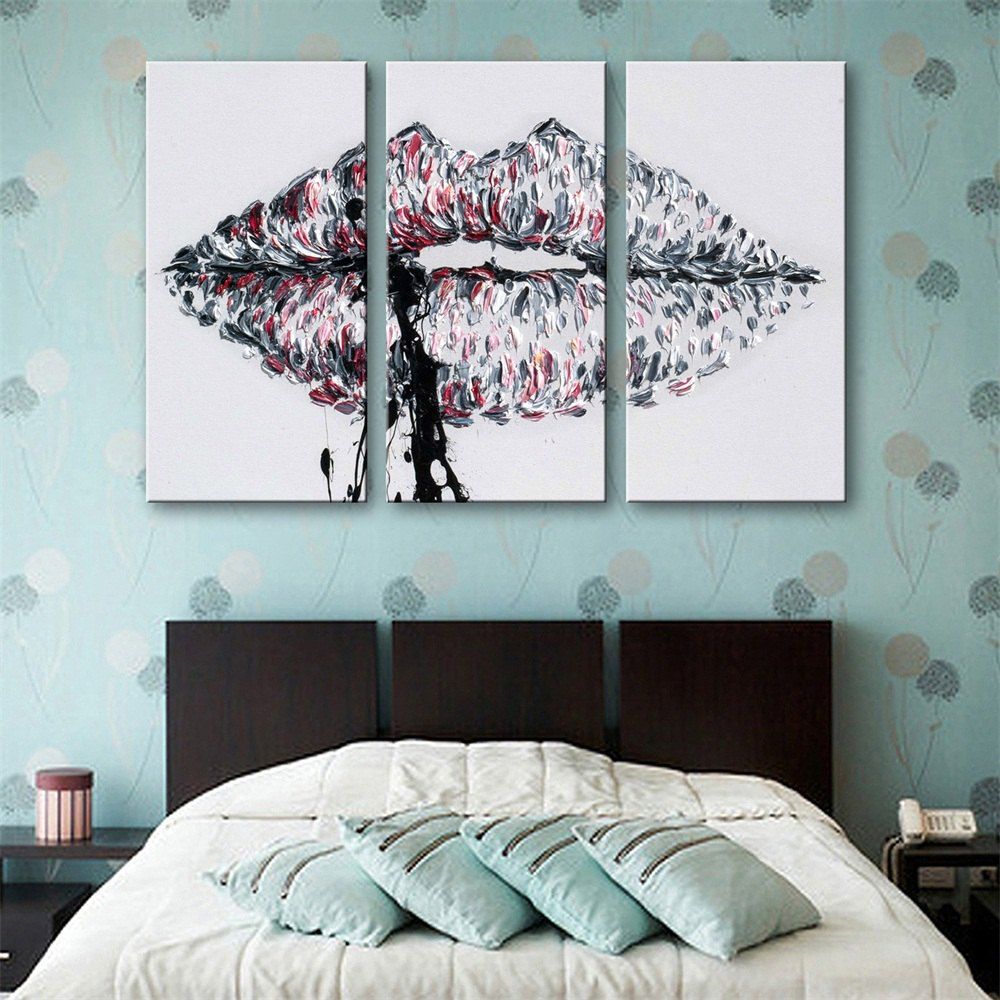 

Special Design Frameless Paintings Lips Print 3PCS, Multi