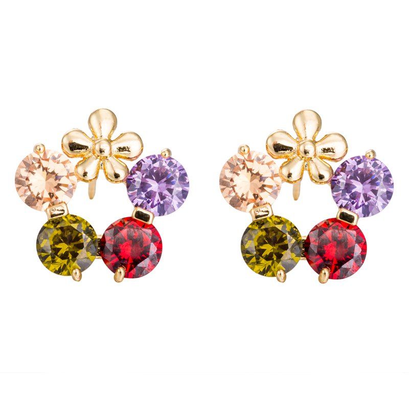 

Zircon Earrings with Petals Ring ERZ0395, Multi