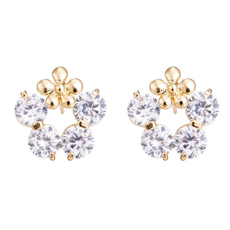 

Zircon Earrings with Petals Ring ERZ0395, White