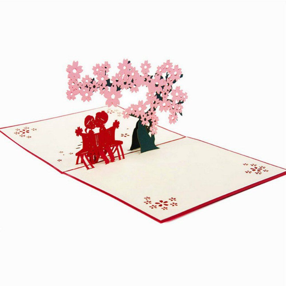 

3D Greeting Card Cherry Tree Love Valentine, Pink