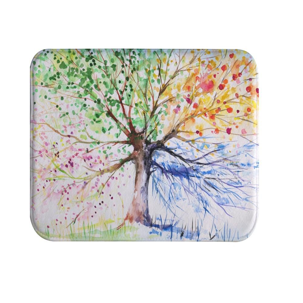 

Ink Colorful Tree Super Soft Non-Slip Bath Door Mat Machine Washable Quickly Dry, Multi-a