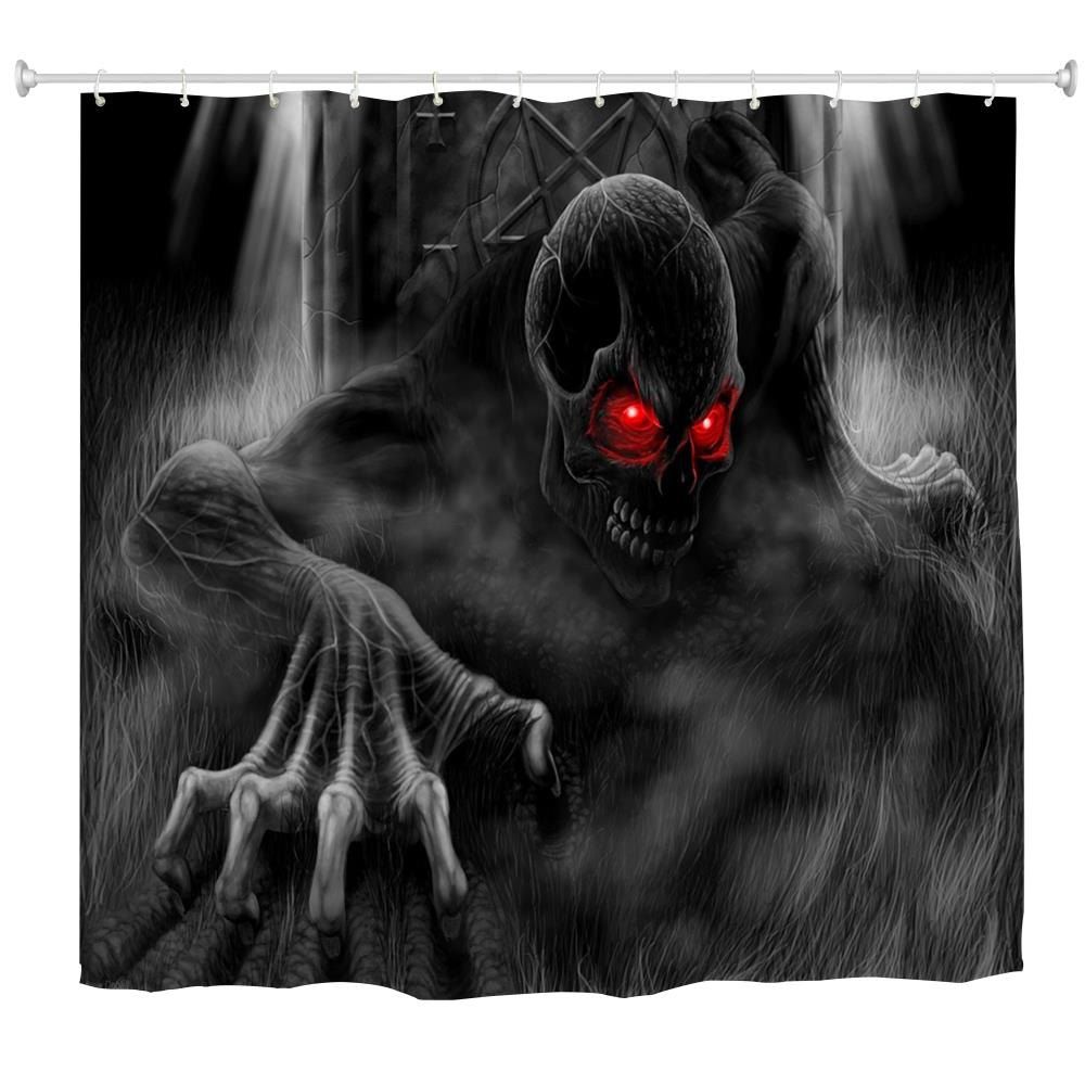 

Red Eye Demon Water-Proof Polyester 3D Printing Bathroom Shower Curtain, Multi-a