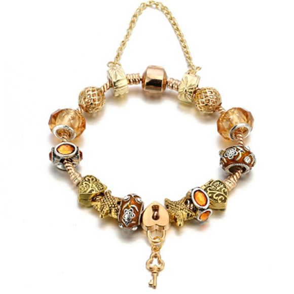 Bracelets de charme de coeur de cristal de luxe bracelets d'or pour des bijoux de femmes - Or 