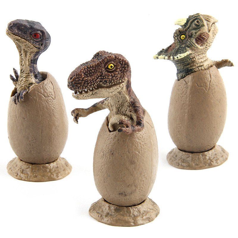 

New Fun Mini Half Hatching Eggs Dinosaur Model Toy 3PCS, Light khaki