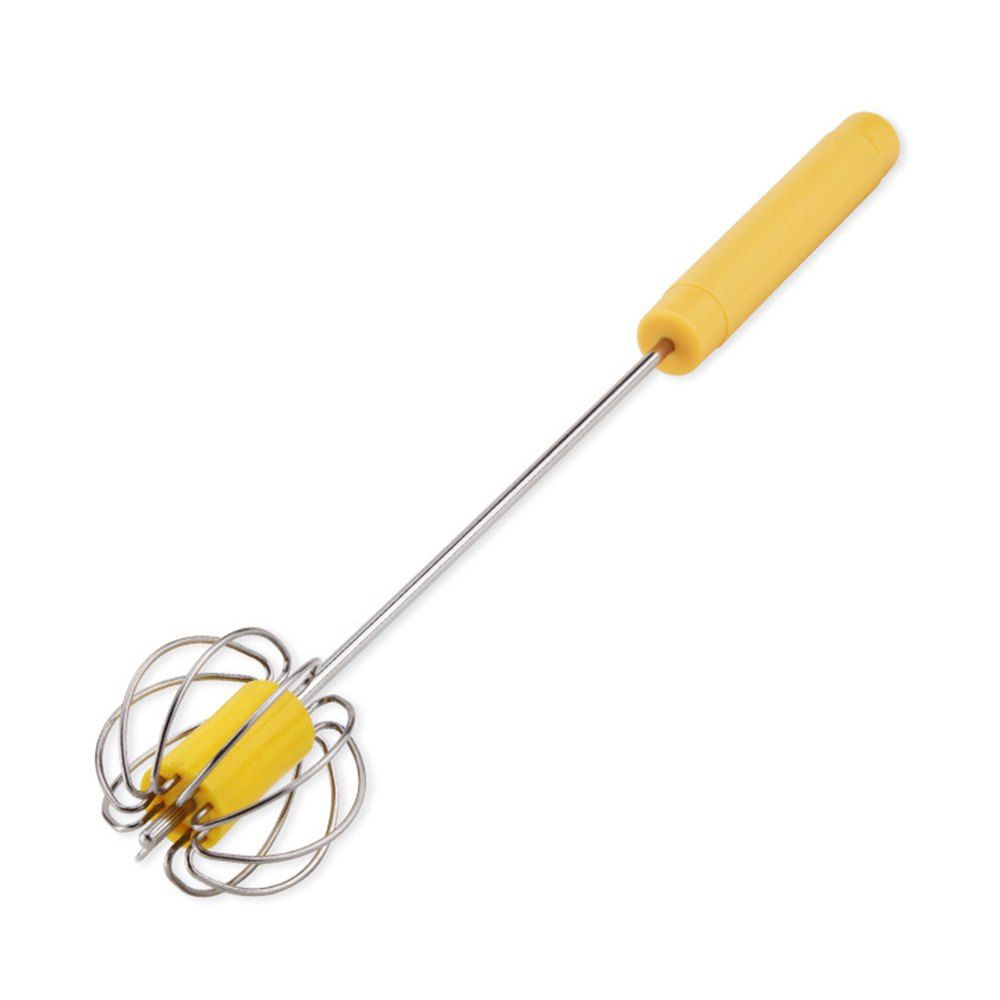 

Semi-automatic Rotating Stainless Steel Egg Beater, Golden brown