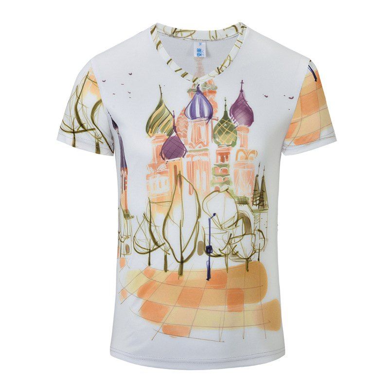 

New Fashion Cartoon 3D Printing Men's V-Collar T-shirt, Multi
