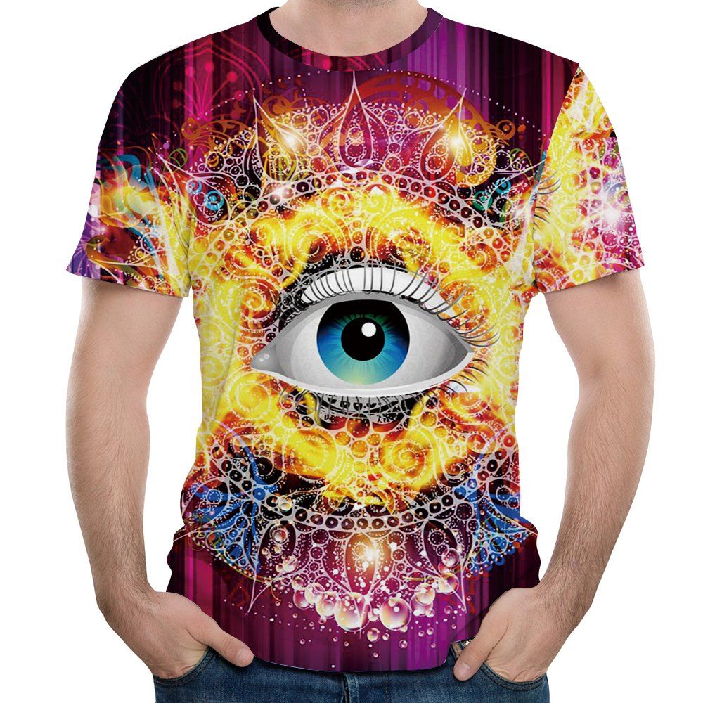 

2018 New Men' Casual Mesh Cloth 3D Printing Short-Sleeved T-shirt, Multi-d