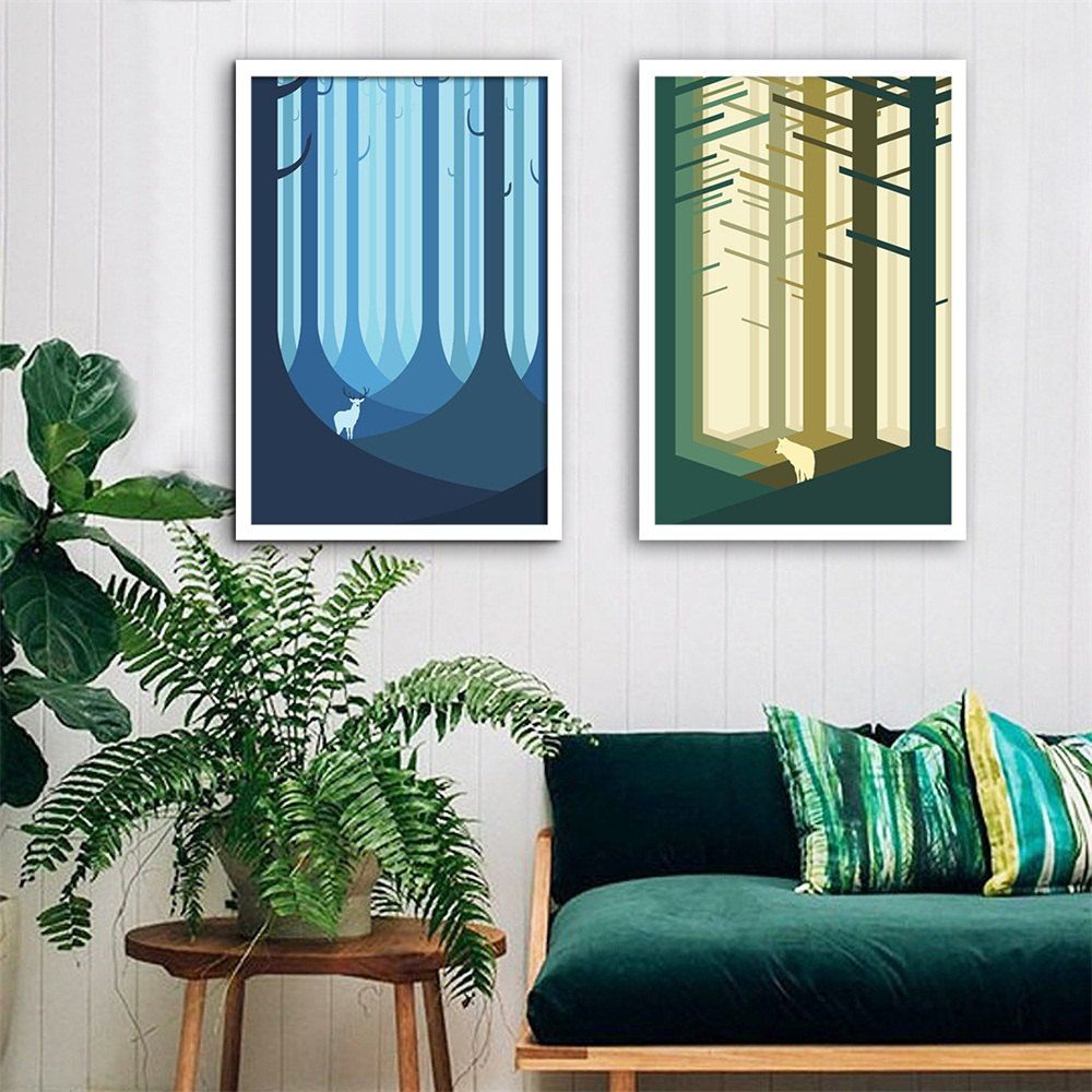 

Special Design Framed Paintings Jungle Print 2PCS, Multi