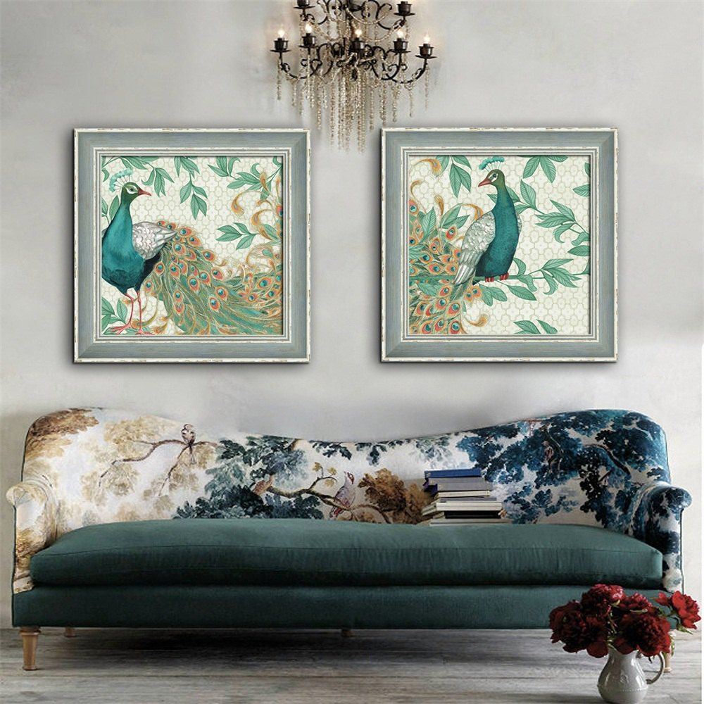 

Special Design Frame Paintings Peacock Print 2PCS, Multi