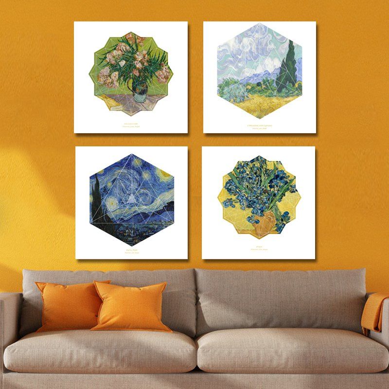 

41XDZS - 11-12-13-14 4PCS Plant Flowers Print Art, Multi
