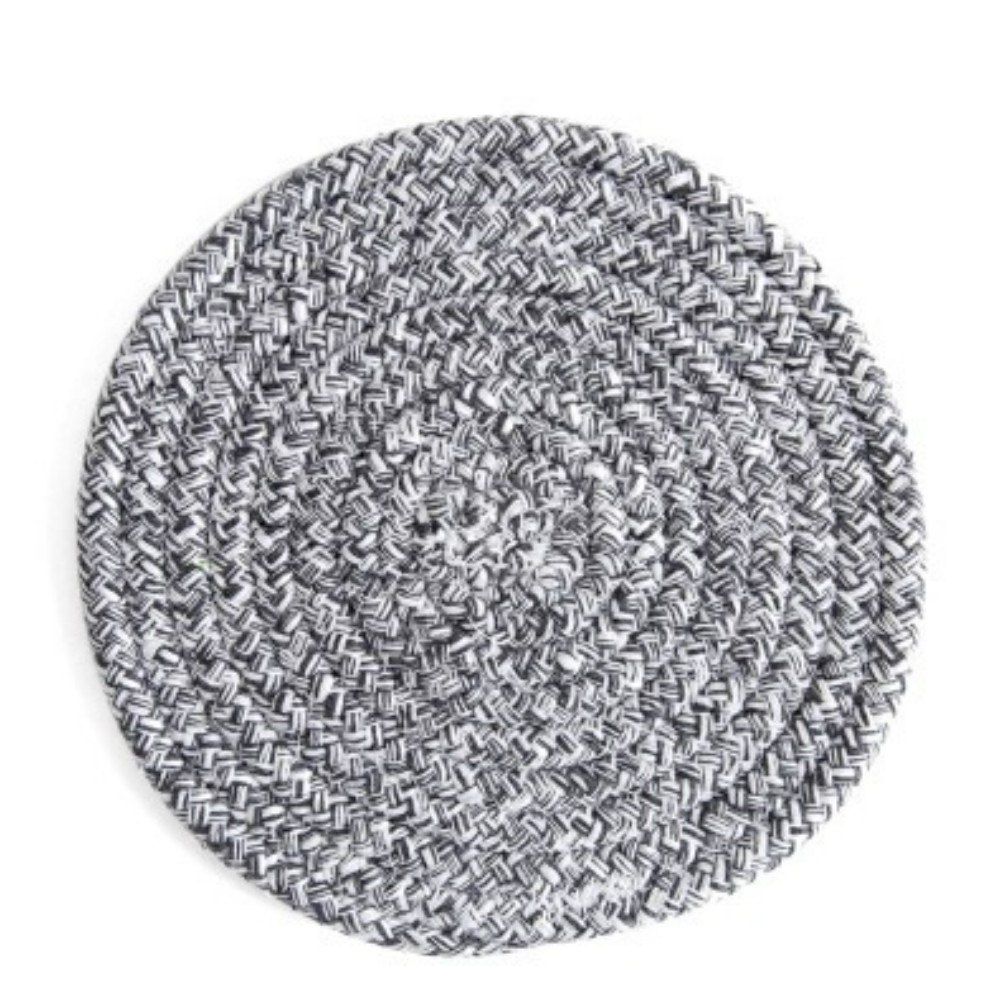 

Round Weave Placemat Soft Cotton Thread Thicker Cloth Dining Table Mat, Dark gray