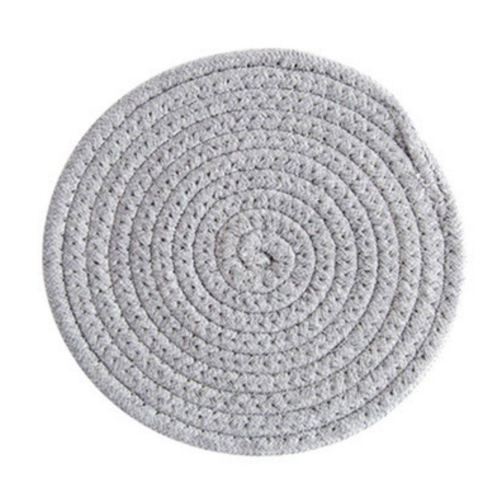 

Round Weave Placemat Soft Cotton Thread Thicker Cloth Dining Table Mat, Gray cloud