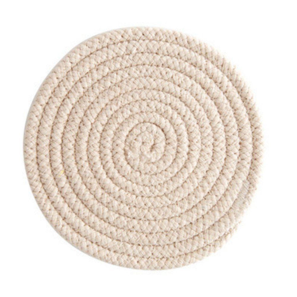 

Round Weave Placemat Soft Cotton Thread Thicker Cloth Dining Table Mat, Warm white
