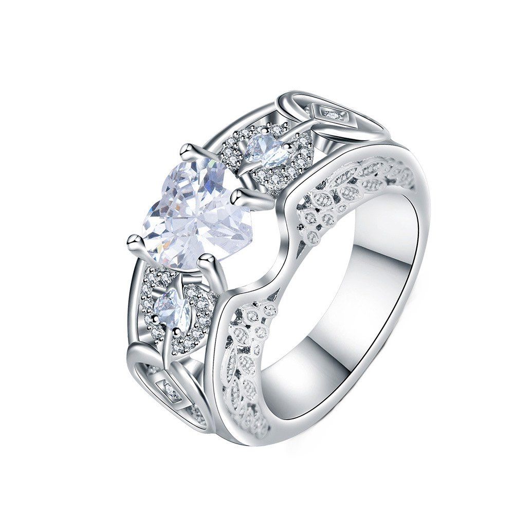 

Heart Shaped Wings Large Gemstone Diamond Ring, White