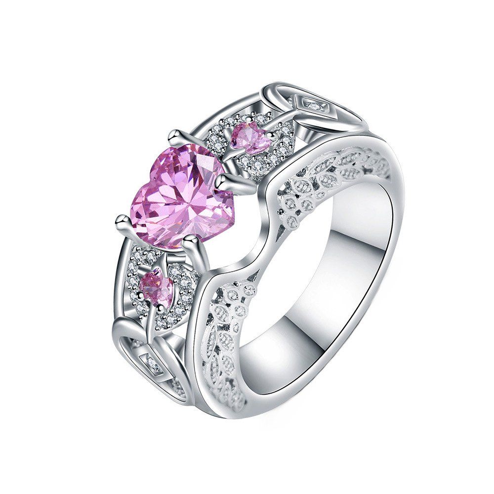 

Heart Shaped Wings Large Gemstone Diamond Ring, Pink