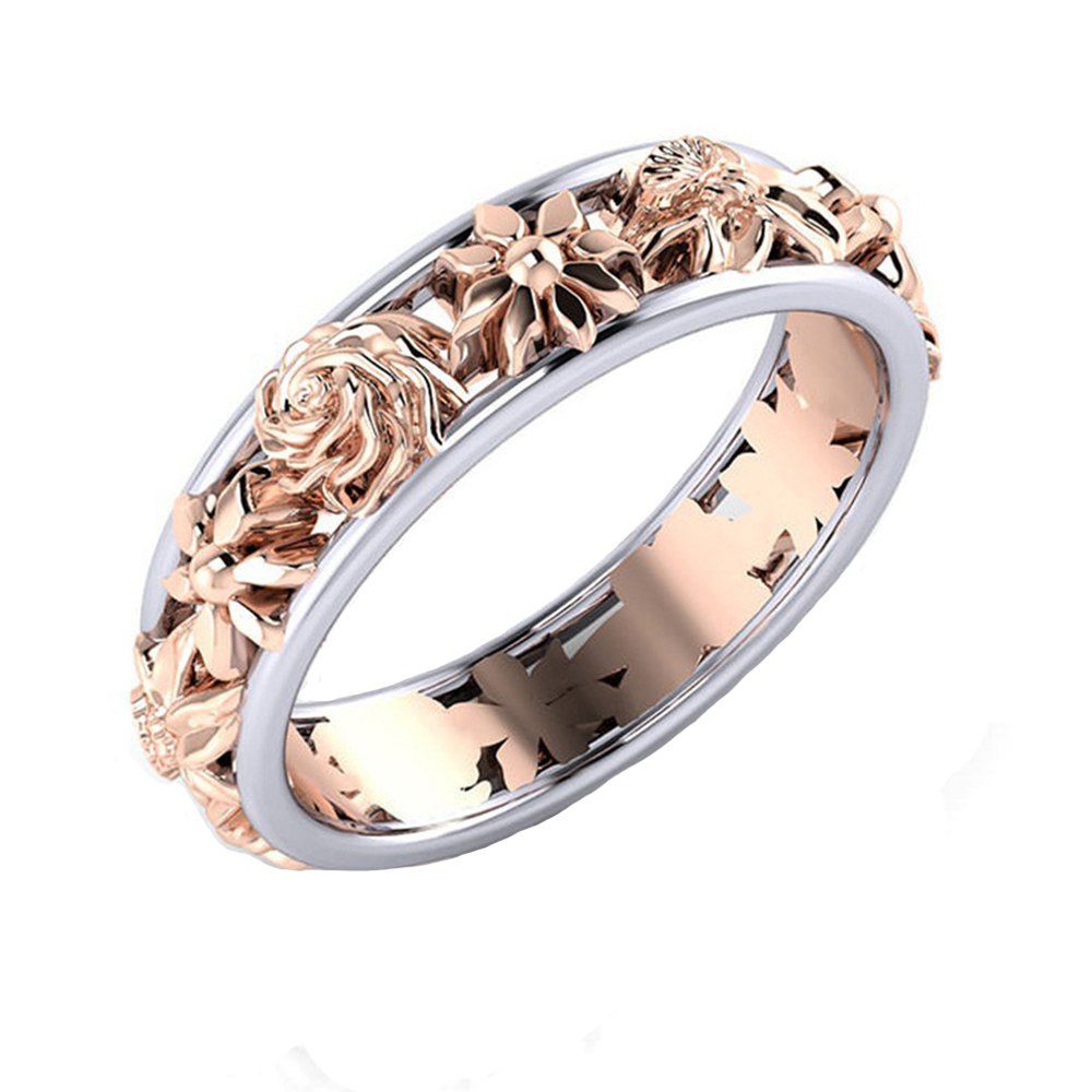 

Flower Double Color Zircon Ring, Warm white