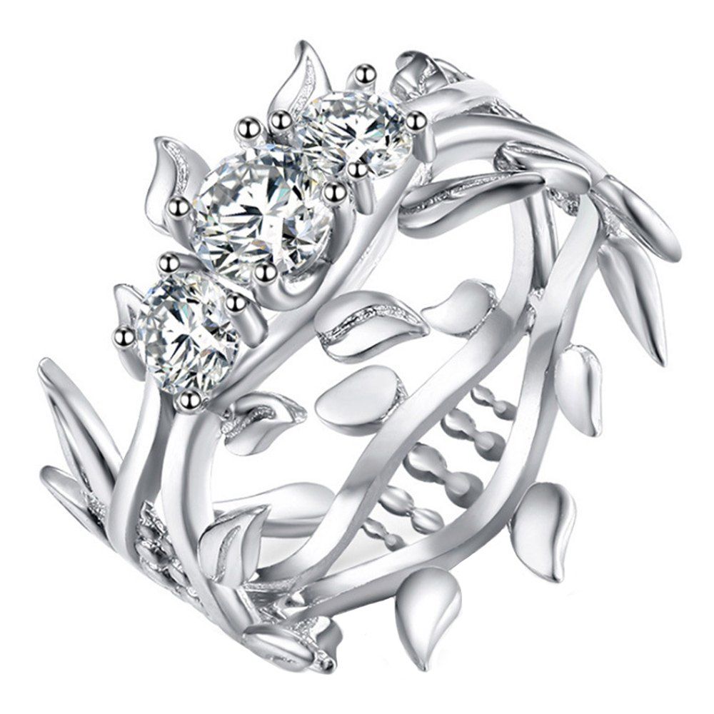 

Line Flowing Floral Couple Rings, White