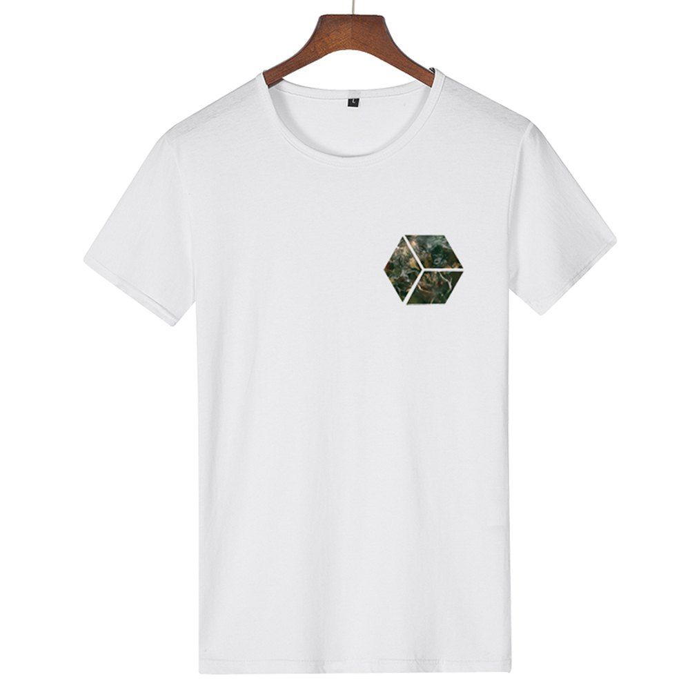 

Teenagers Simple Small Print Sports T-Shirts, Milk white