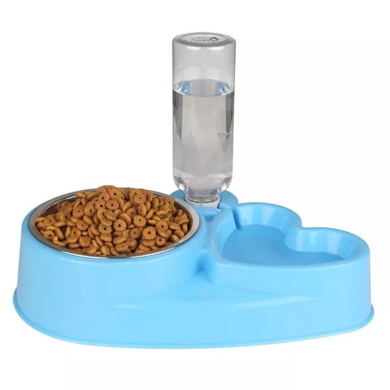 

Pet Supplies Cat and Dog Bowl Stainless Steel Non-Slip Automatic Drinker, Deep sky blue