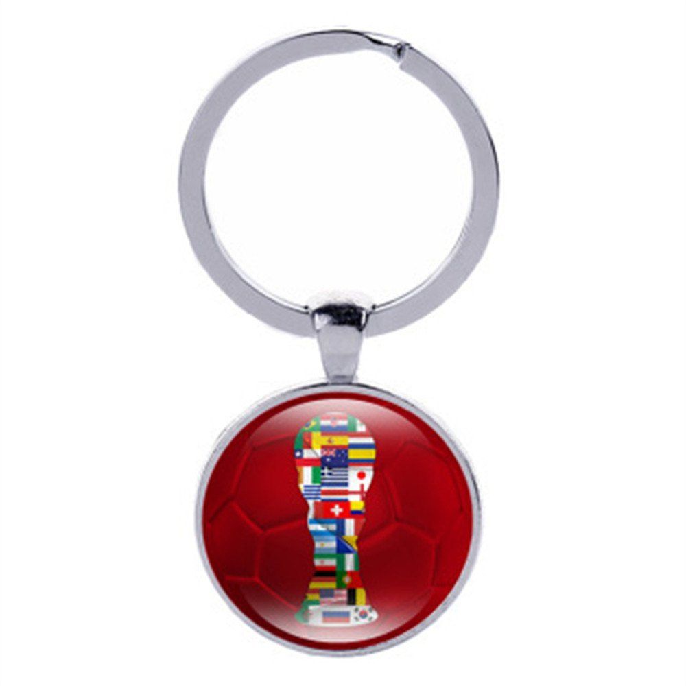 

2018 Football Pattern Keychain Hanging Pendant Key Ring with Bottle Opener, Red