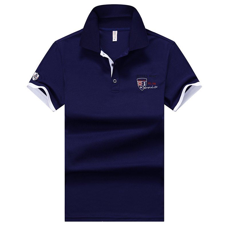 

Men Formal Fashion Short Sleeve Simple Print Slim Polo Shirt, Deep blue
