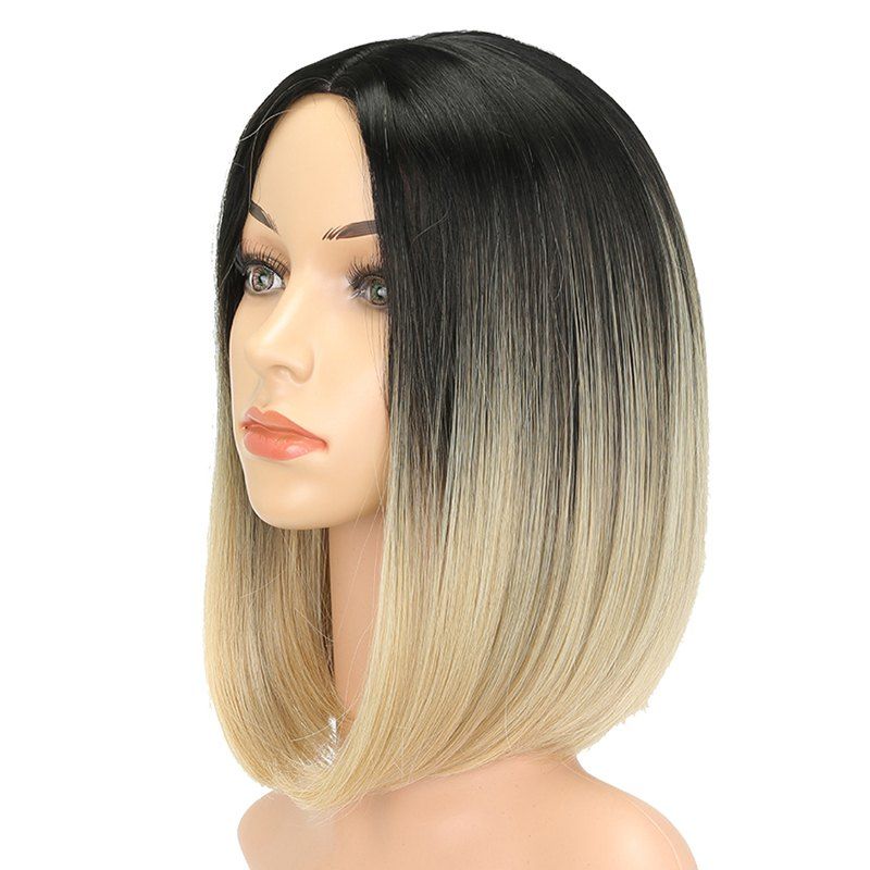 

Straight Short Bob Hair Light Blonde Ombre Synthetic Wig for European Girls