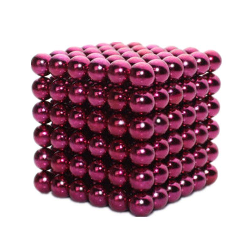 

3MM 216 Pieces of Fun Magnetic Office Toy Play Ball Magnetism Multicolor, Red wine