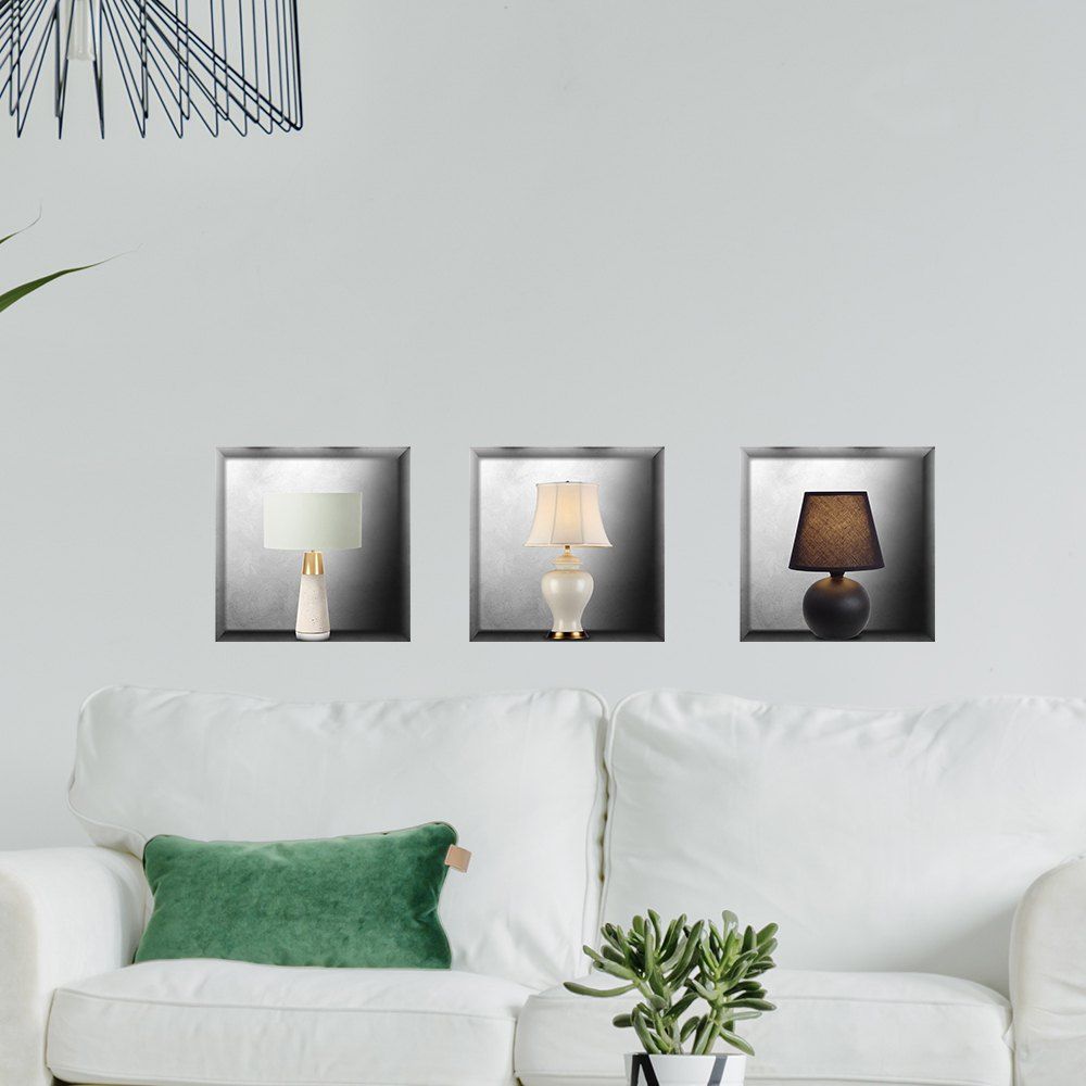 

Simulation Lamp 3D Wall Paste Living Room Sofa Triple Stickers Painting BG-005, Multi-a