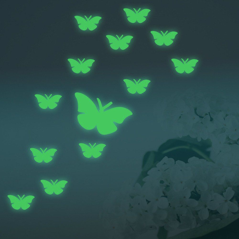 

12 PCS Butterfly Luminous Wall Stickers, Green