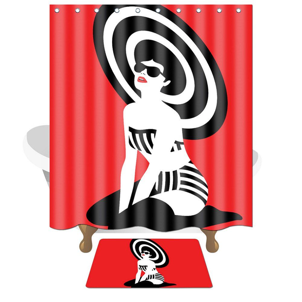 

Creative 3D Sexy Girls Bath Shower Curtain, Red