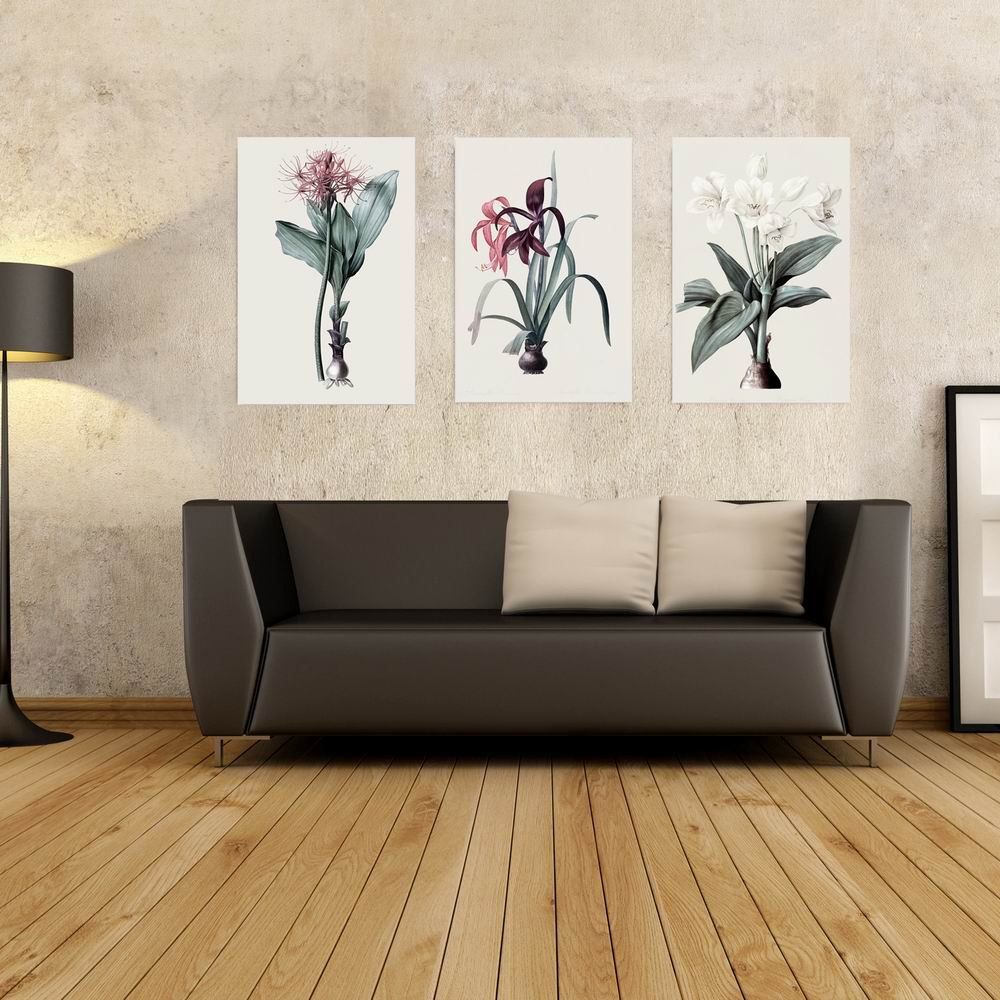 

W212 Flowers Unframed Art Wall Canvas Prints for Home Decorations 3 PCS, Multi-a