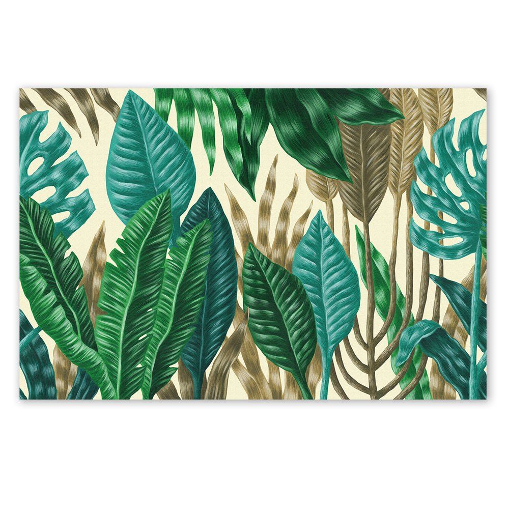 

W221 Green Leaves Frameless Art Wall Canvas Prints for Home Decorations, Multi-a