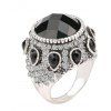 Argent - Bague Vintage en diamant artificiel plaqué - Noir US SIZE 9