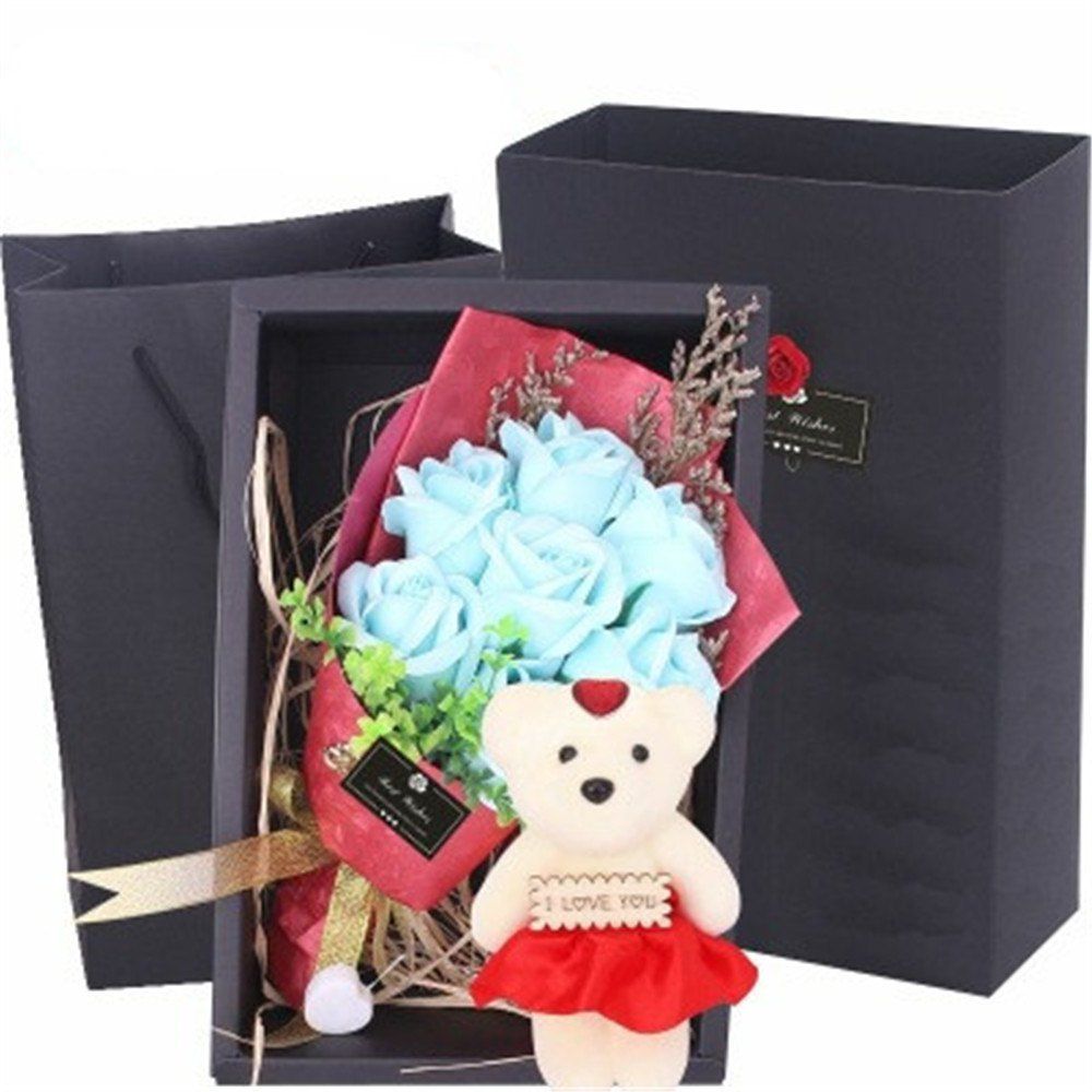 

Scented Unique Bouquet Rose Flower Gift Box Mother's Day, Tron blue