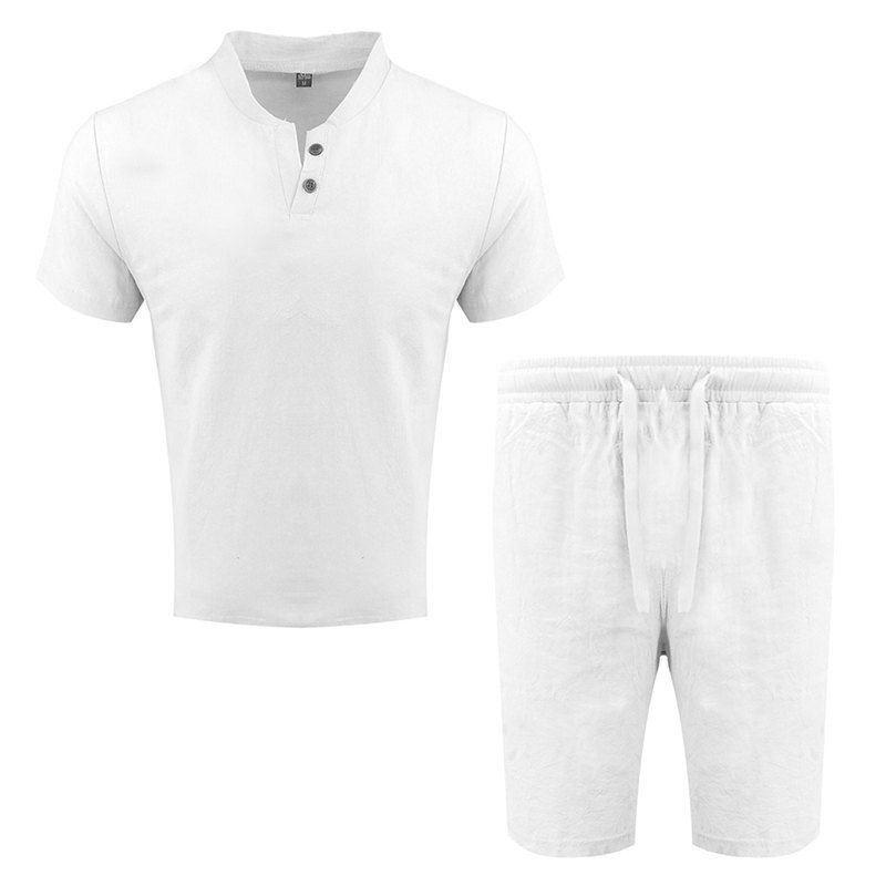 

Men's Fashion Suit Casual Short Sleeve Two-piece, Beige