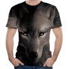 T-shirt à manches courtes pour hommes Casual 3D Wolf Print - Nuit S
