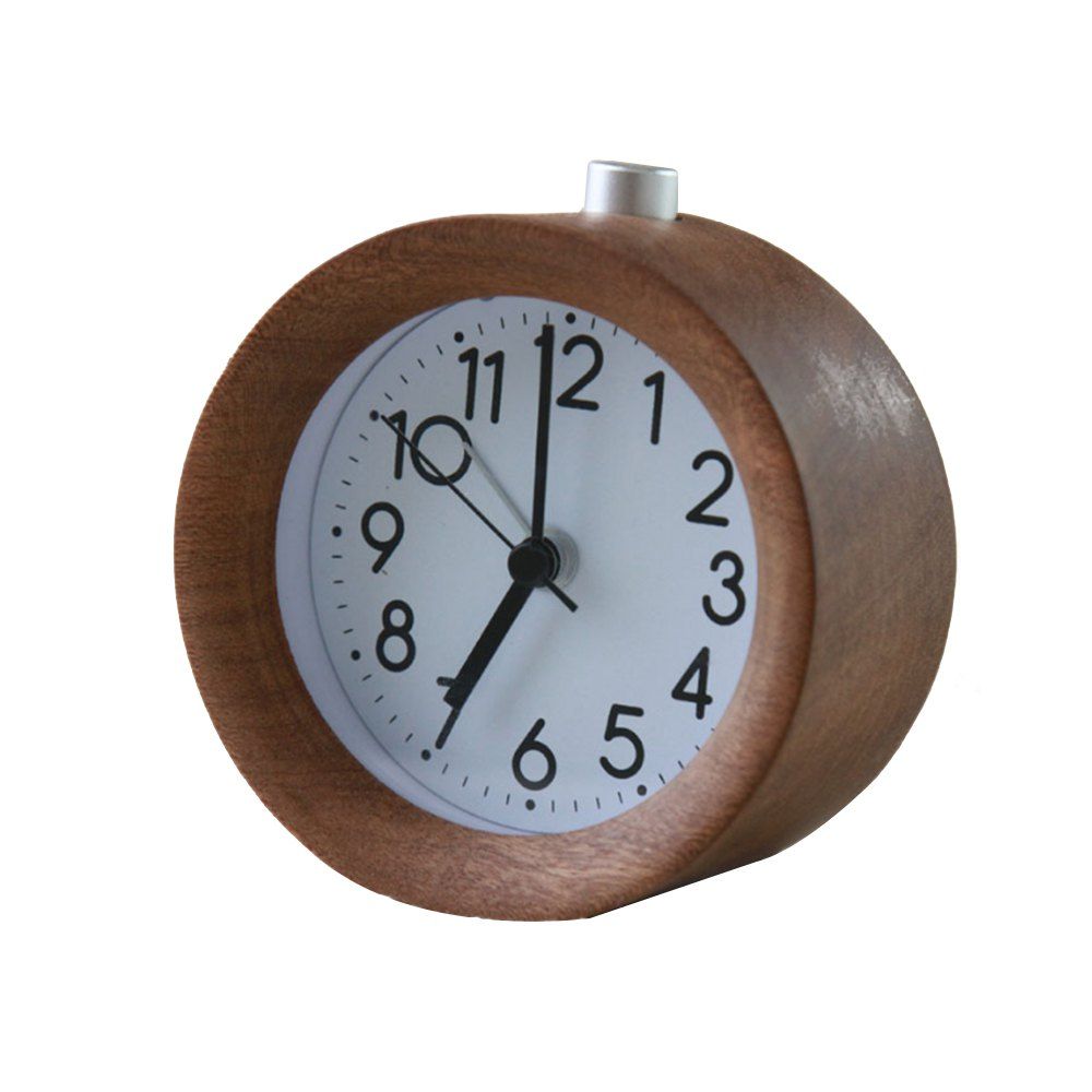 

Round Luminous Mute Wooden Clock, Brown bear