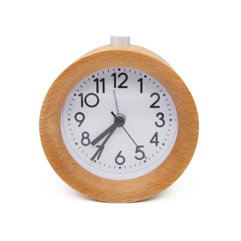 

Round Luminous Mute Wooden Clock, Brown sugar