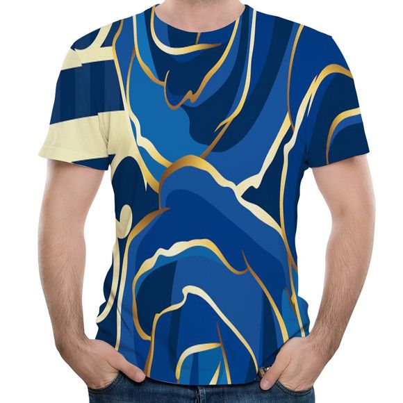 2018 t-shirt à manches courtes à manches courtes à manches courtes - Bleu Marine 6XL